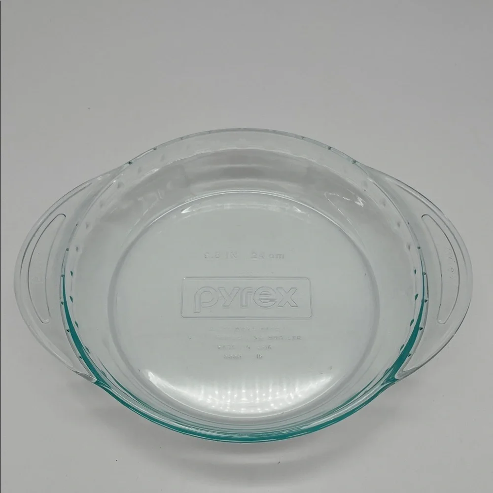 Vintage Pyrex Aqua Glass Deep Dish Pie Plate with Handles - 9.5 Inch - #2229